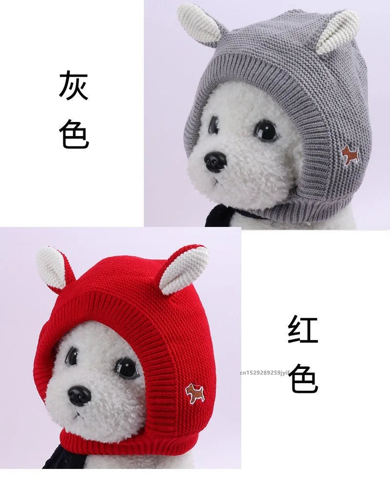 Winter Warm Dog Hat Ear Muffs Noise Protection Windproof Pet Ears Covers Knitted Earmuffs for Small Medium Puppy Accessories