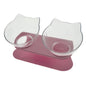 Non Slip Double Cat Bowl with Raised Stand Pet Food Cat Feeder Protect Cervical Vertebra Dog Bowl Transparent Pet Products