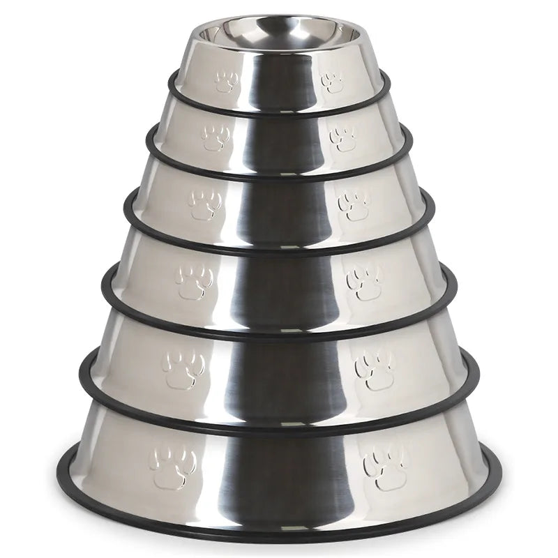 Quality Paw Stainless Steel Pet Dog Bowl Feeder Skidproof Anti-Ant Shape Cat Dog Bowls Food Accessories Pet Supplies 6 Sizes